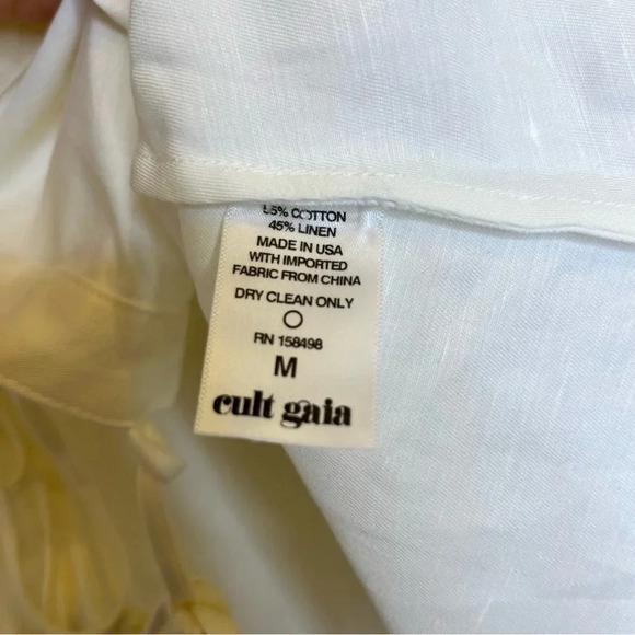 Cult Gaia Aurel white cotton linen tie front top size Medium - Picture 6 of 8